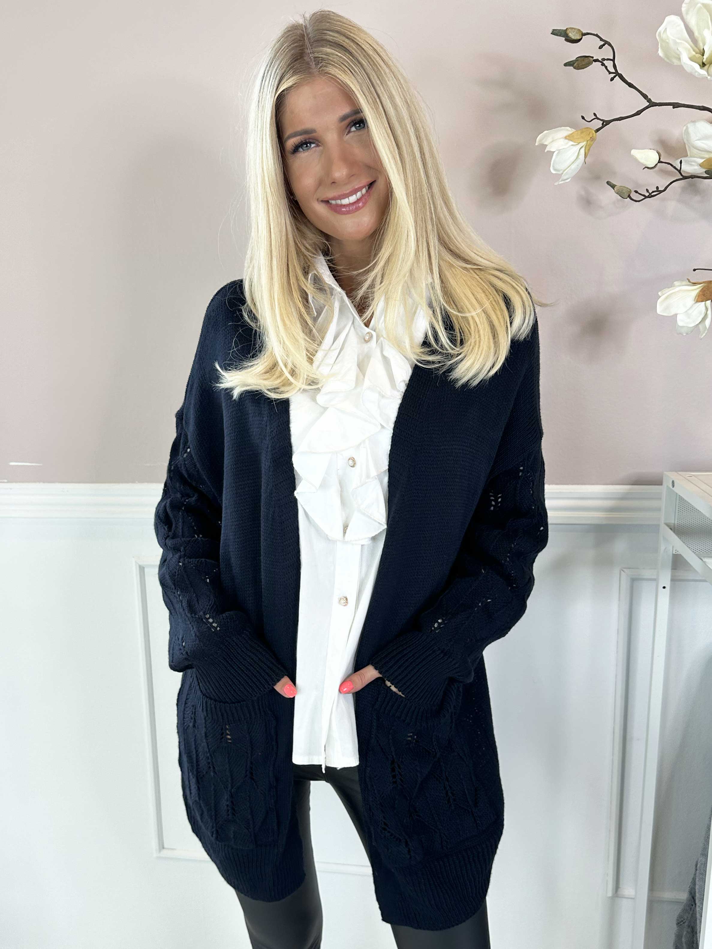 Capri - Strikcardigan med lommer